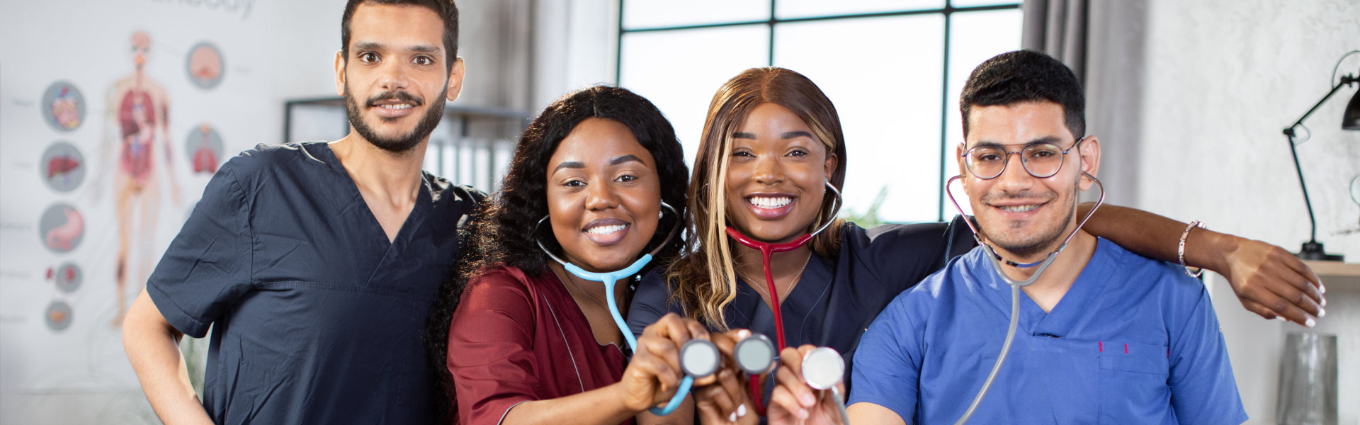 group of healthcare staff smiling